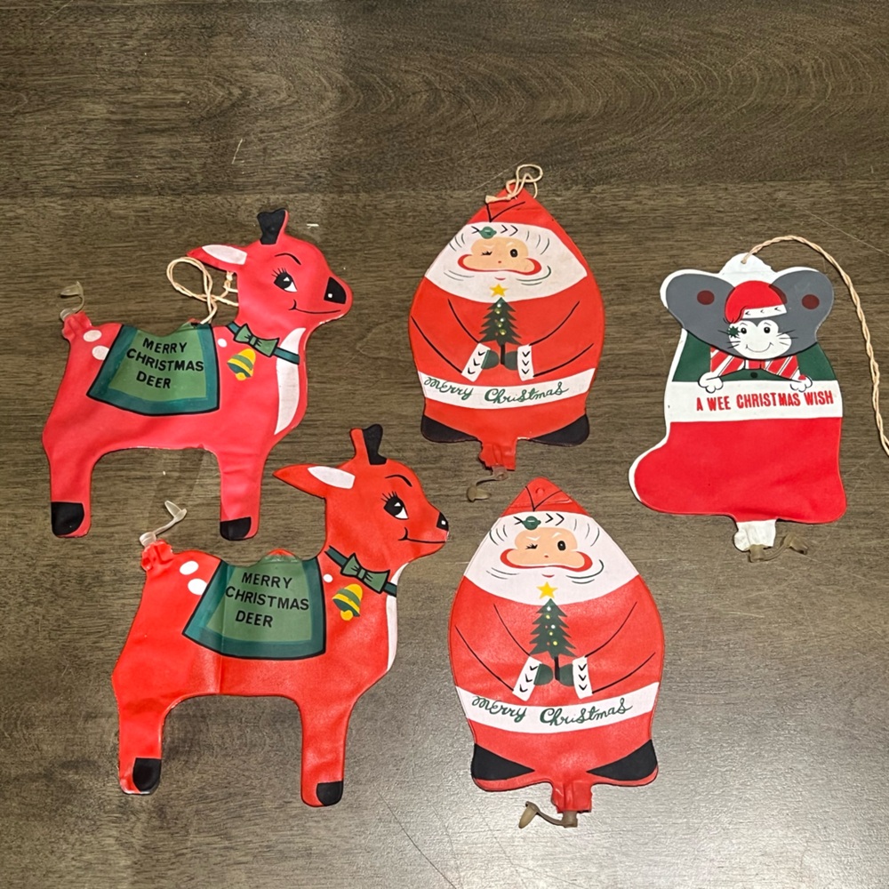 Vintage 1971 Dan-Dee Imports Inflatable Christmas Ornaments Set Of 5